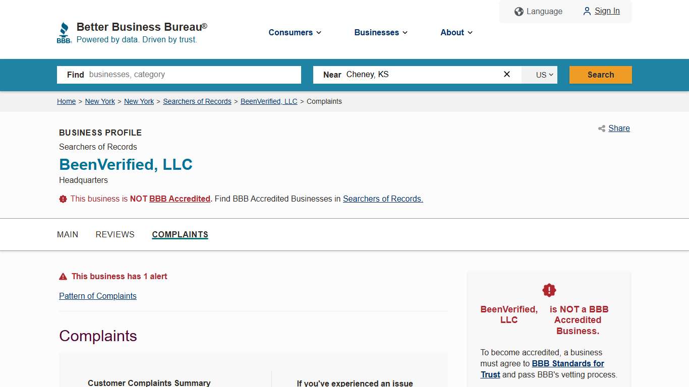 BeenVerified, LLC BBB Complaints Better Business Bureau
